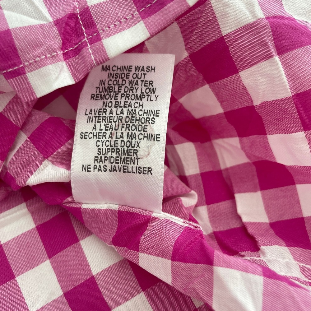 Frank & Eileen Barry Pink Gingham Check Italian Cotton Button Down Shirt Small - Picture 9 of 10